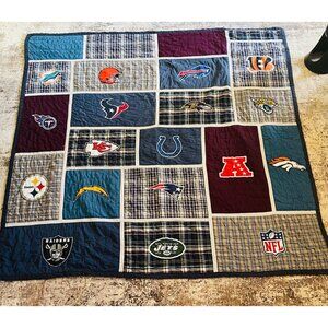 Pottery Barn PB Teen NFL Football Team Logos Quilt Blanket 80" x 82"